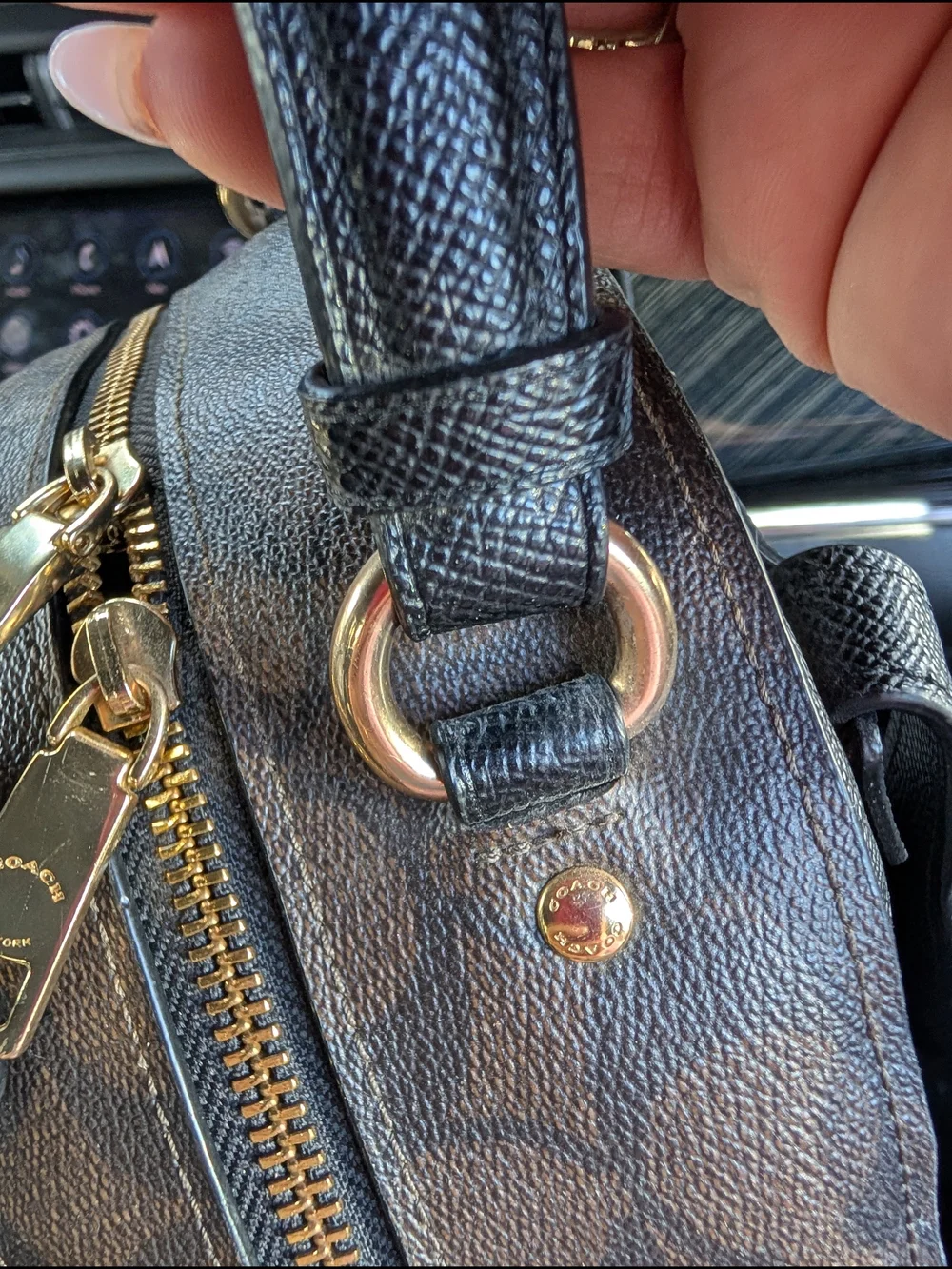 Coach Black Staffiano Leather Mini Backpack with Gold Hardware Accents
